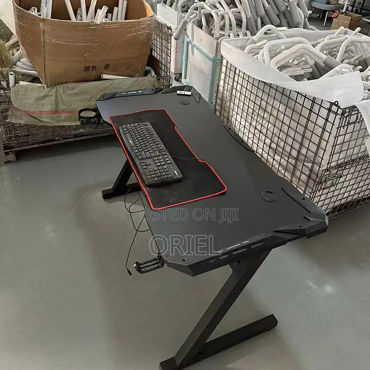 1.2m Gaming Desk : Z Shape Rgb Led Light Gaming Desk
