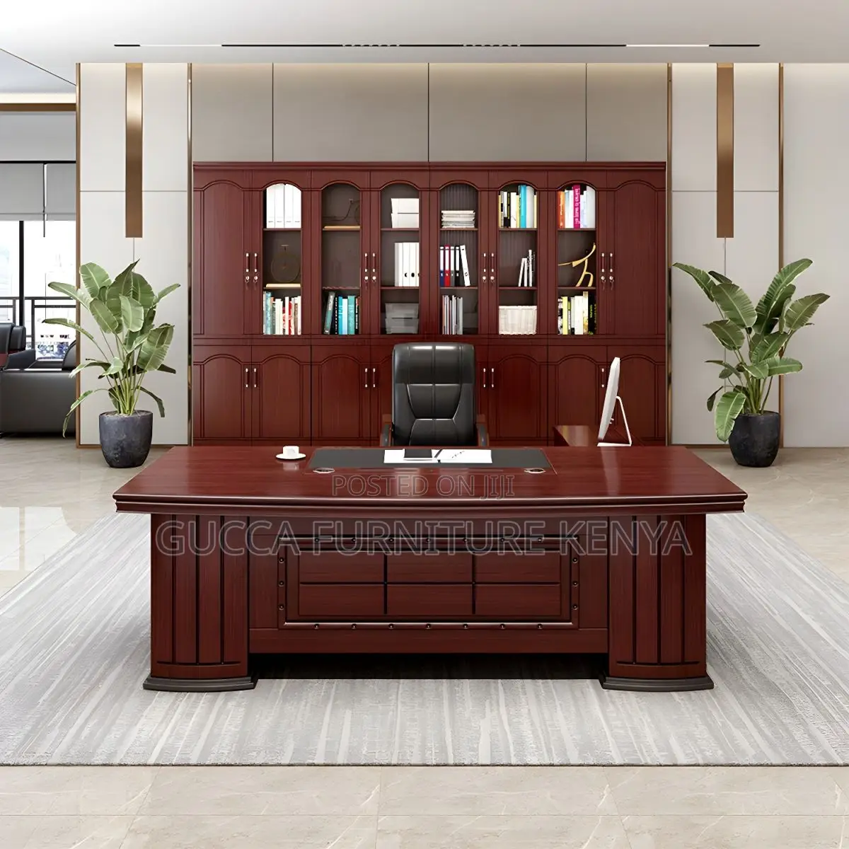1.8 Meters Executive Mahogany L-shaped Table