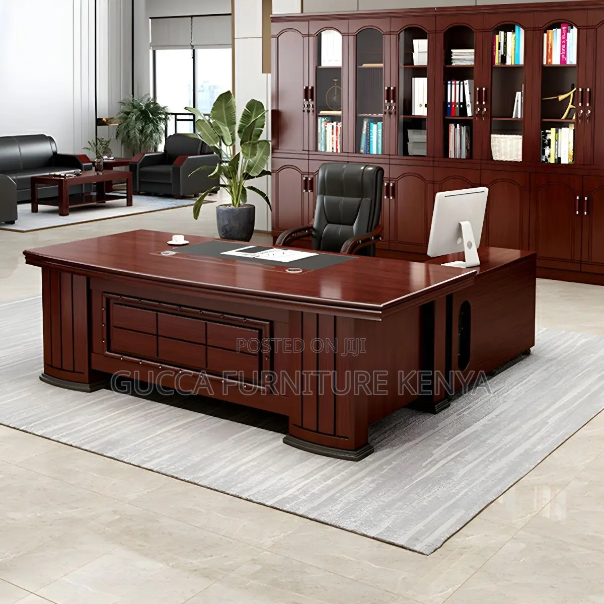 1.8 Meters Executive Mahogany L-shaped Table