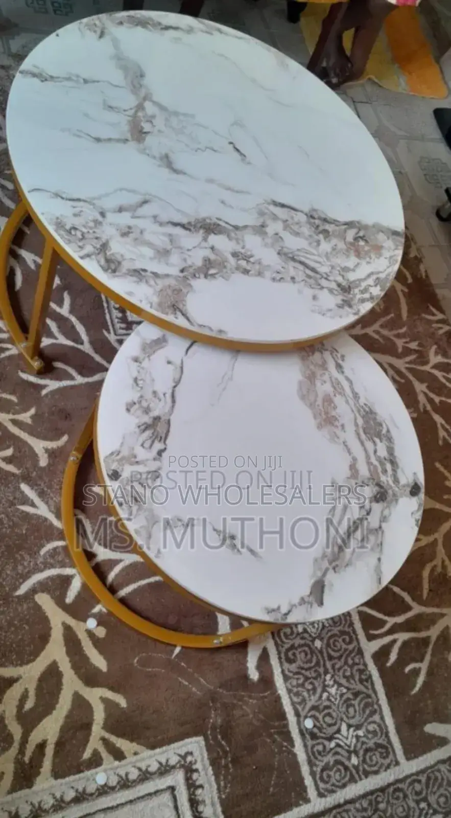 With Glass Top. Marble Nesting Table. Original