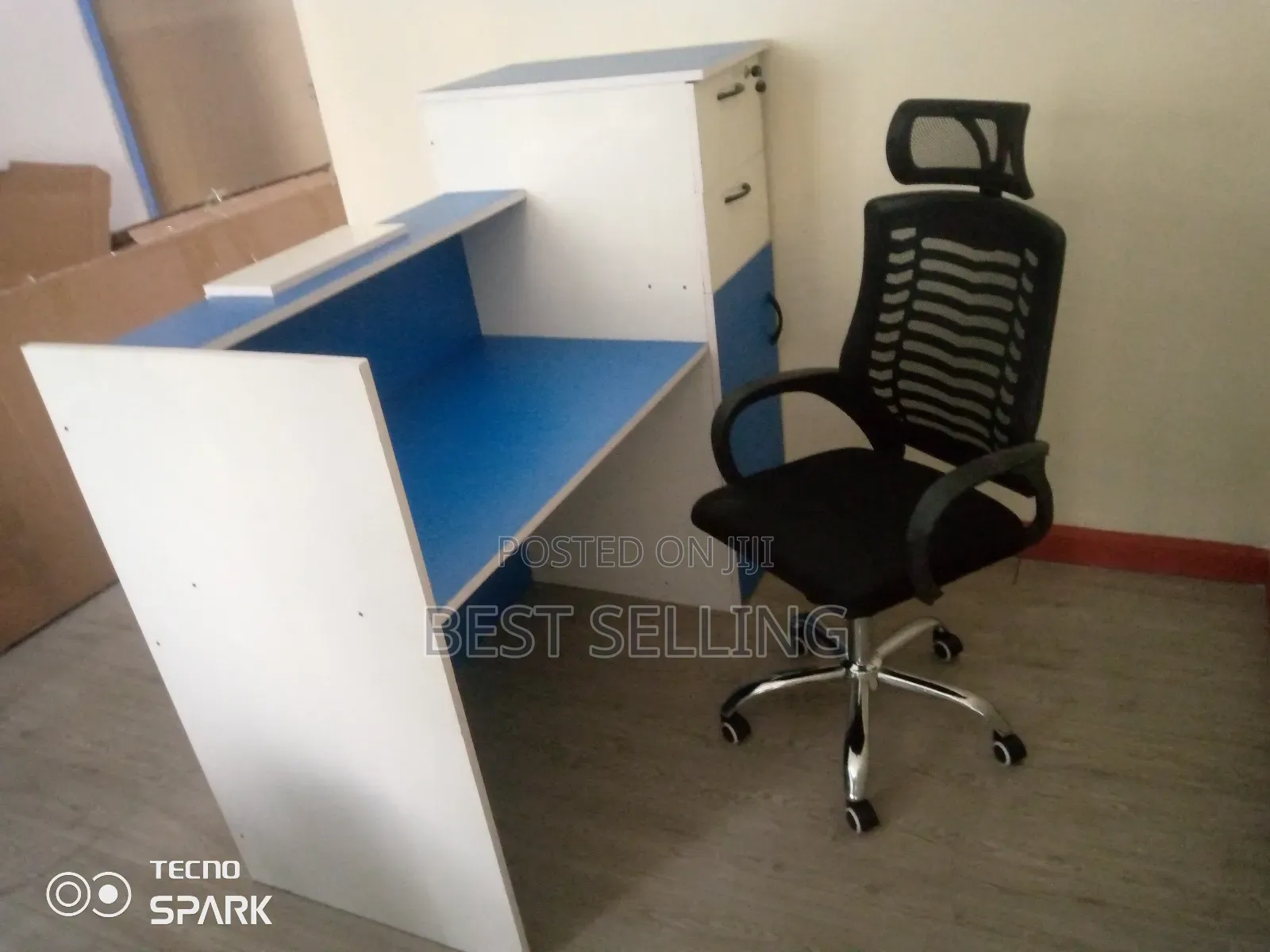 Classic Blue White Reception Desk