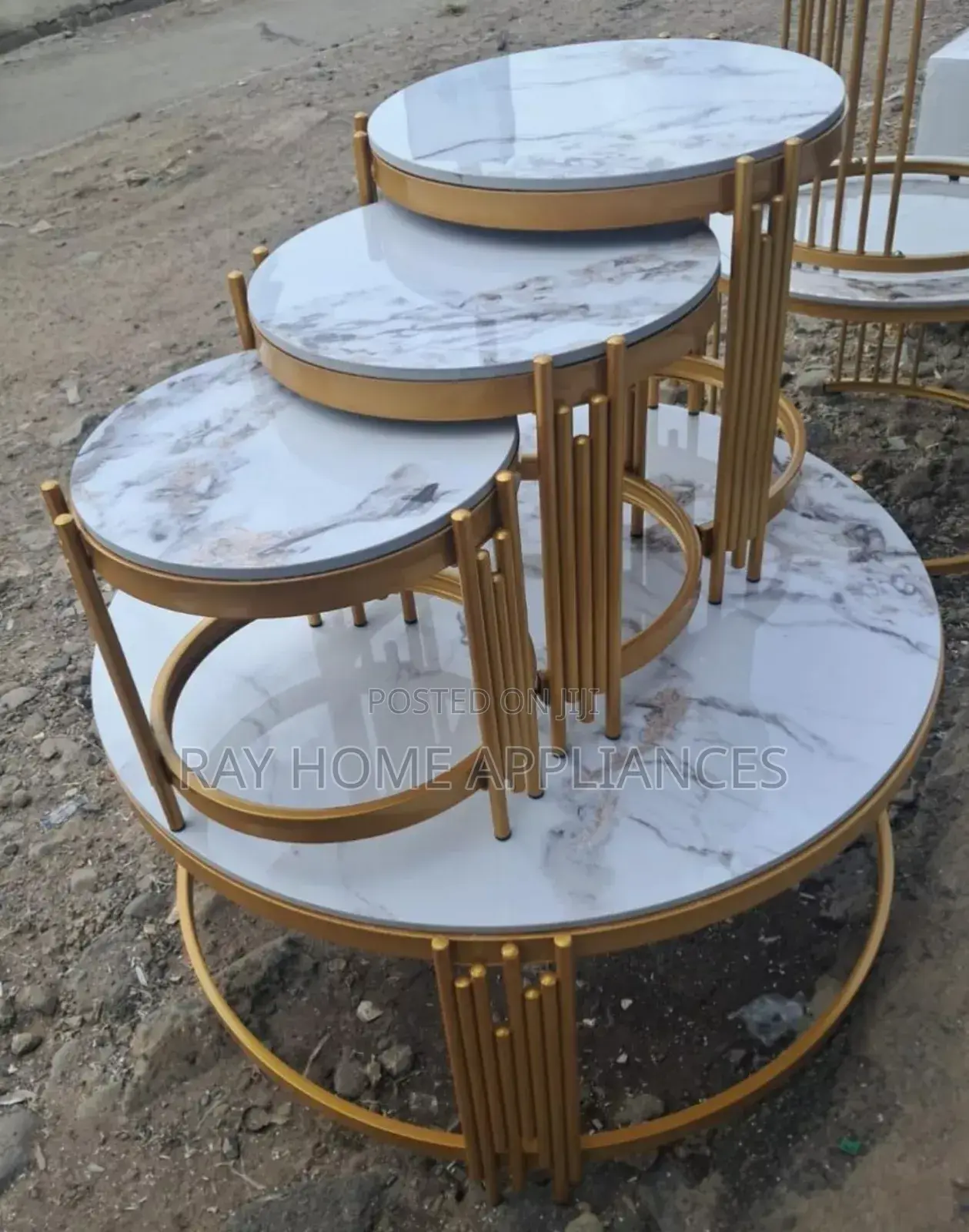 4 in 1 Executive Pure Marble Table in Black and White