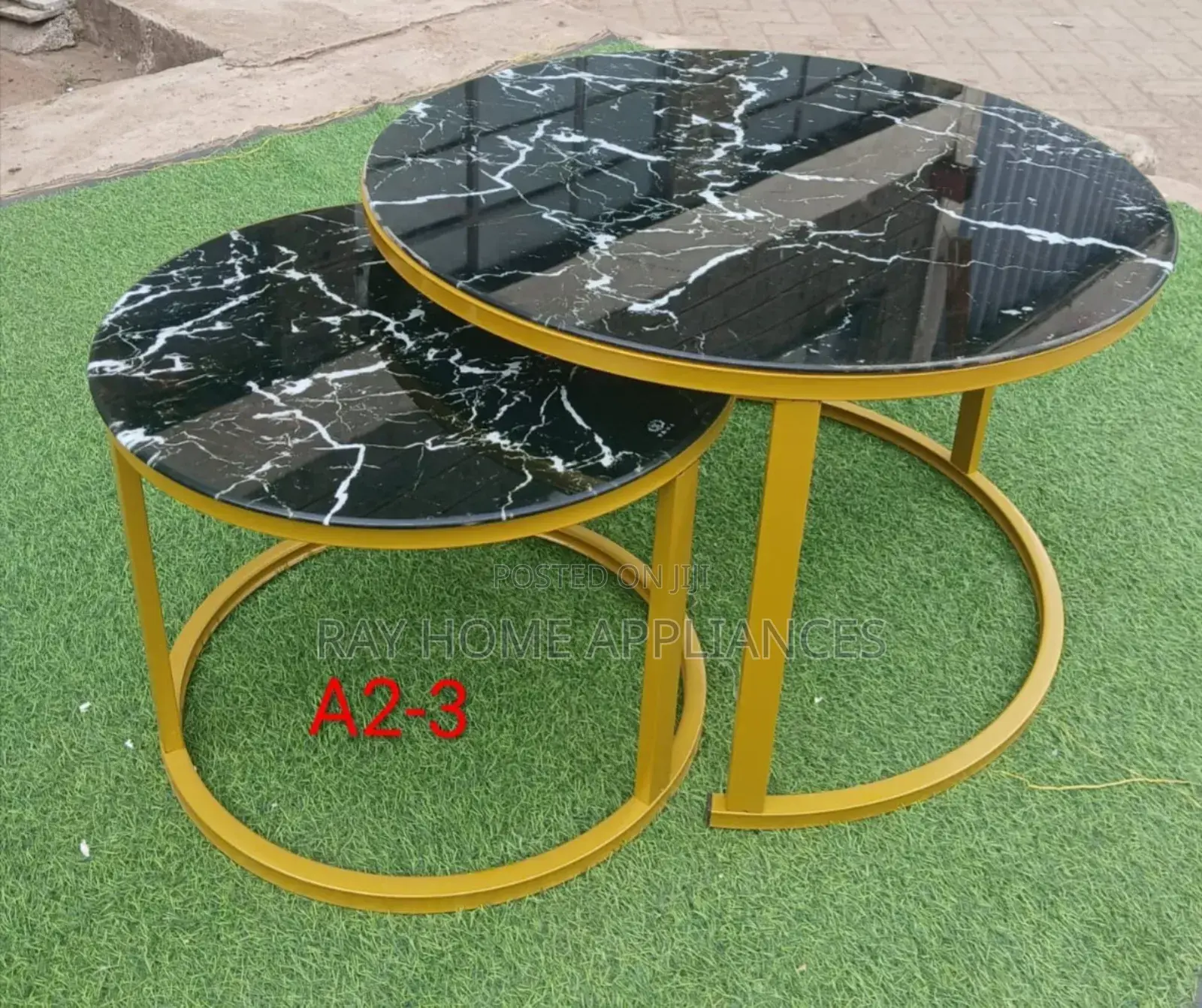 Black Marble Nesting Coffee Table (Glass Effect)