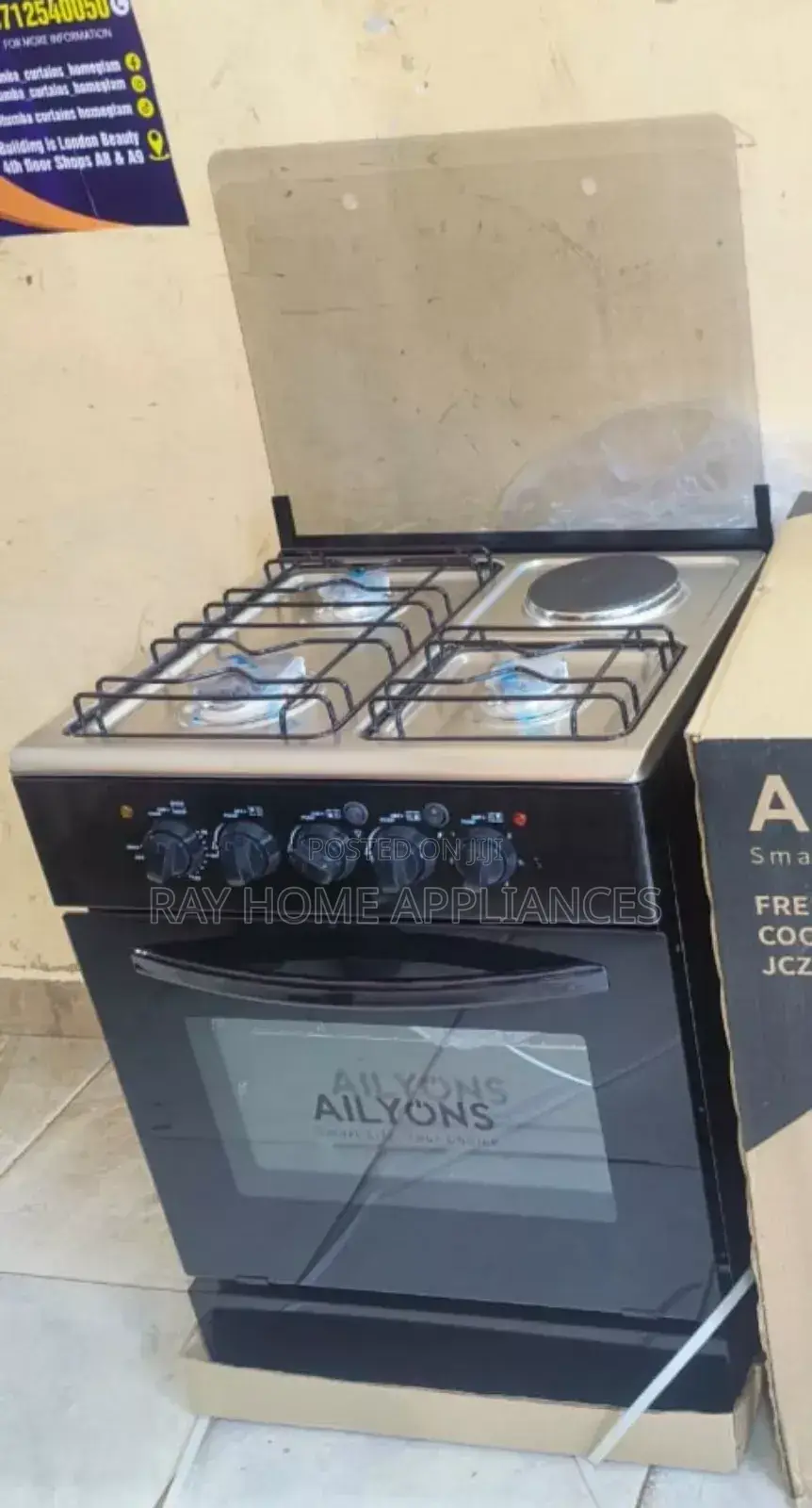 60cm*60cm Ailyons 3gas+1electric Plate Standing Cooker