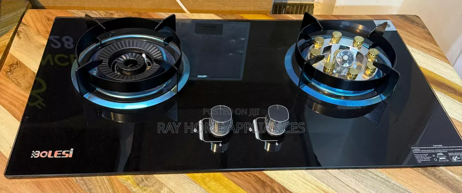 Bolesi Hob 2 Burners With Sensor Inbuilt Glass Tampared Gas Hod
