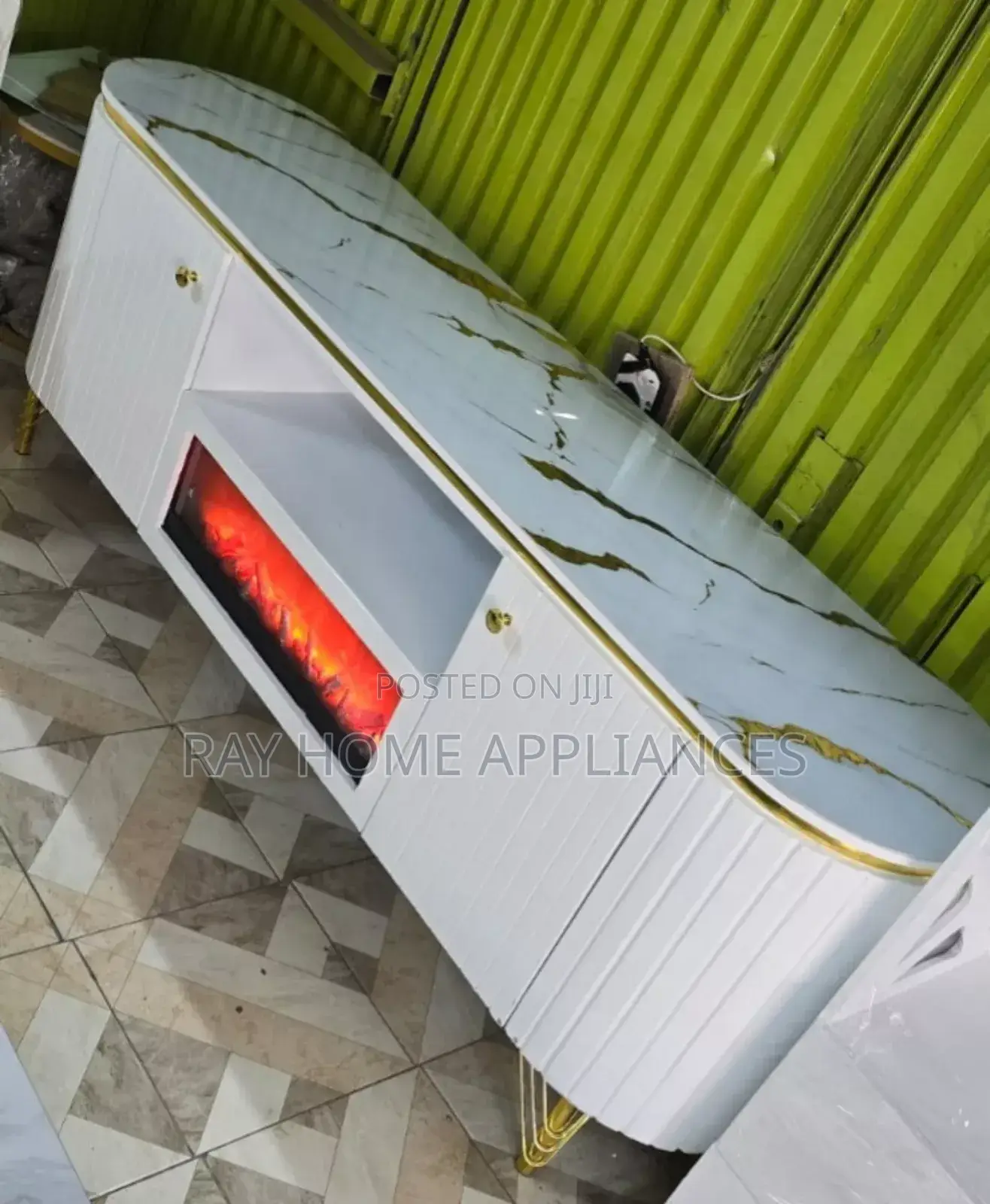 Modern Executive Tv Stand With a Functional Fire Place