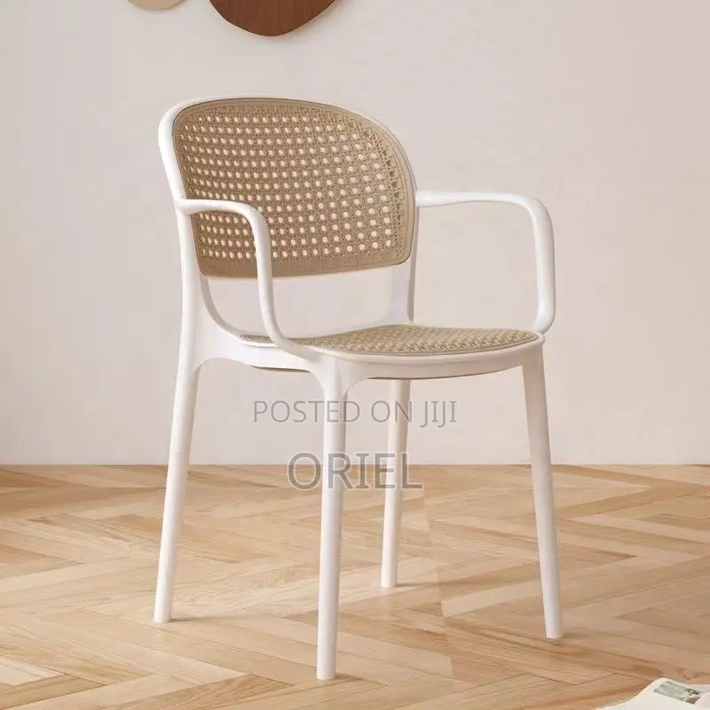 Dining Plastic Chair : Stackable Cane Modern Armchair