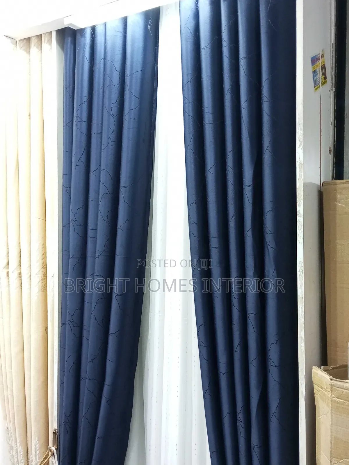 Blue Curtain Available With Beautiful Pattern