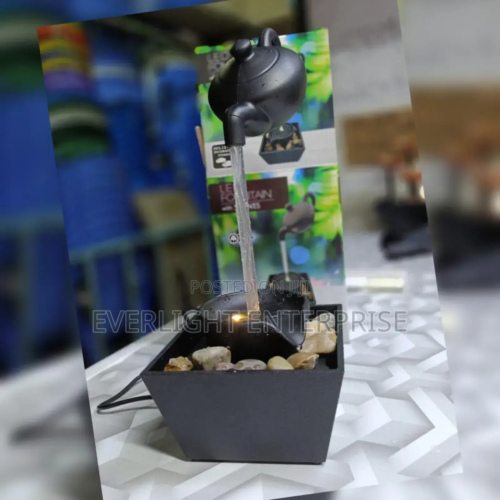 * Led Fountain Floating Teapot Water With Stones
