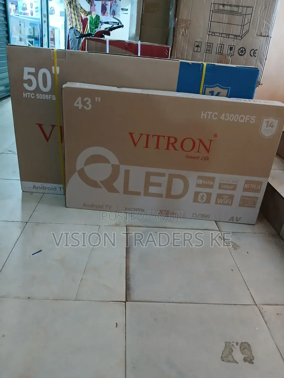 Vitron 43" Inches Smart Android Qled Frameless FHD Tv With Bluetooth