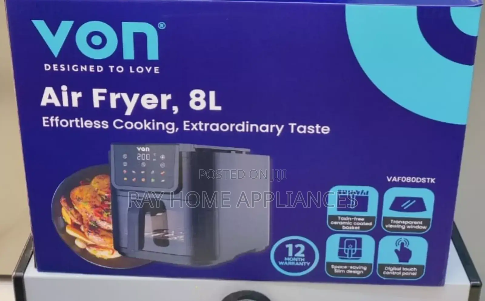 Von Air Fryer 8litres Digital Slim Design