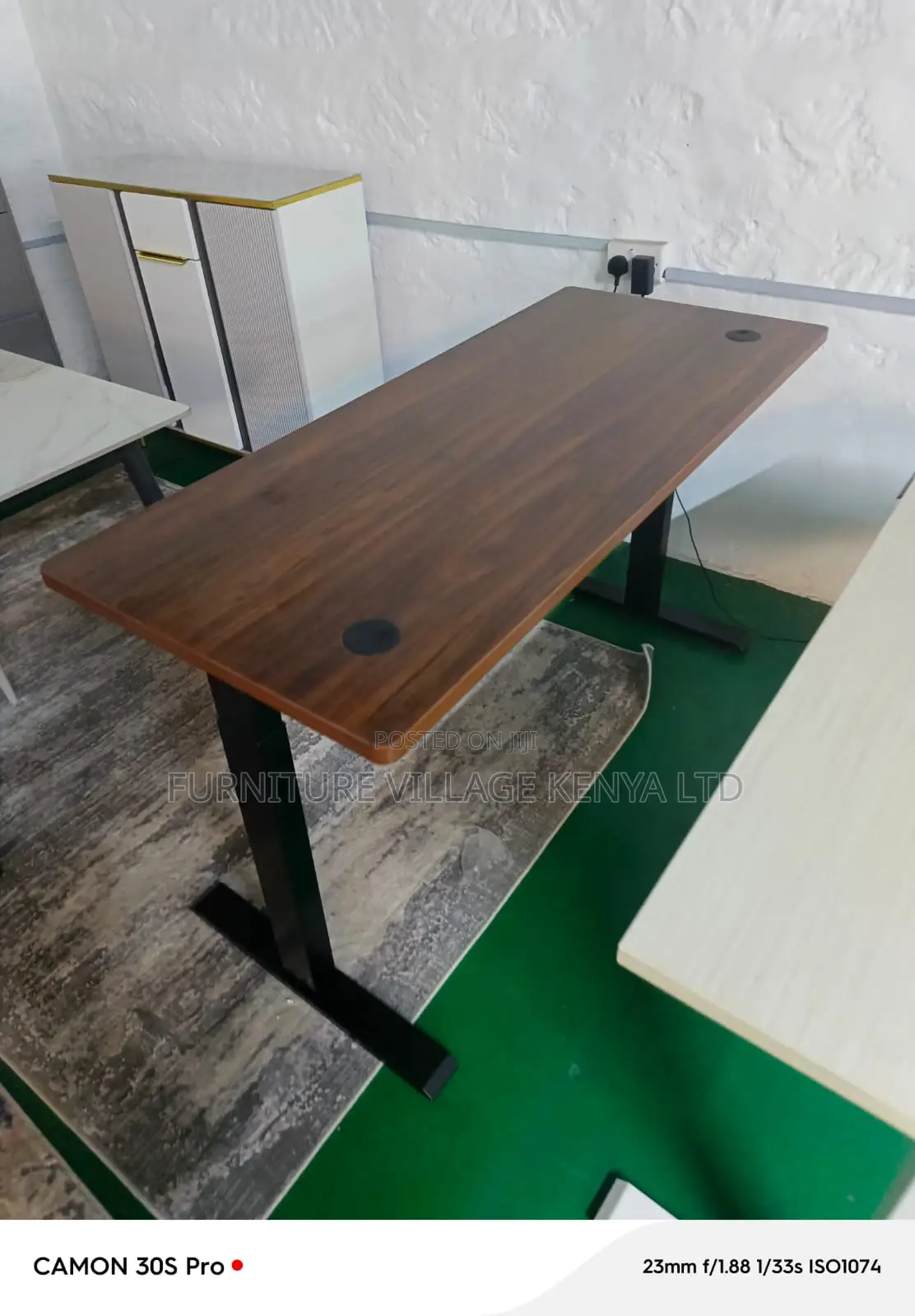 Brown Adjustable Electric Desk With Memory Slots