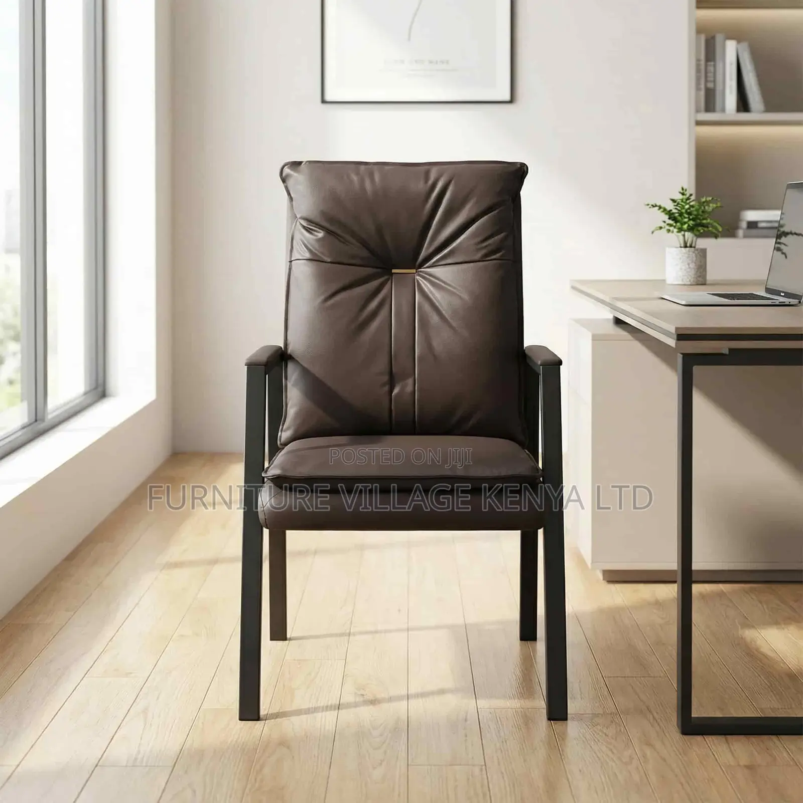 Modern Guest Reception Chair With Padded Armrest