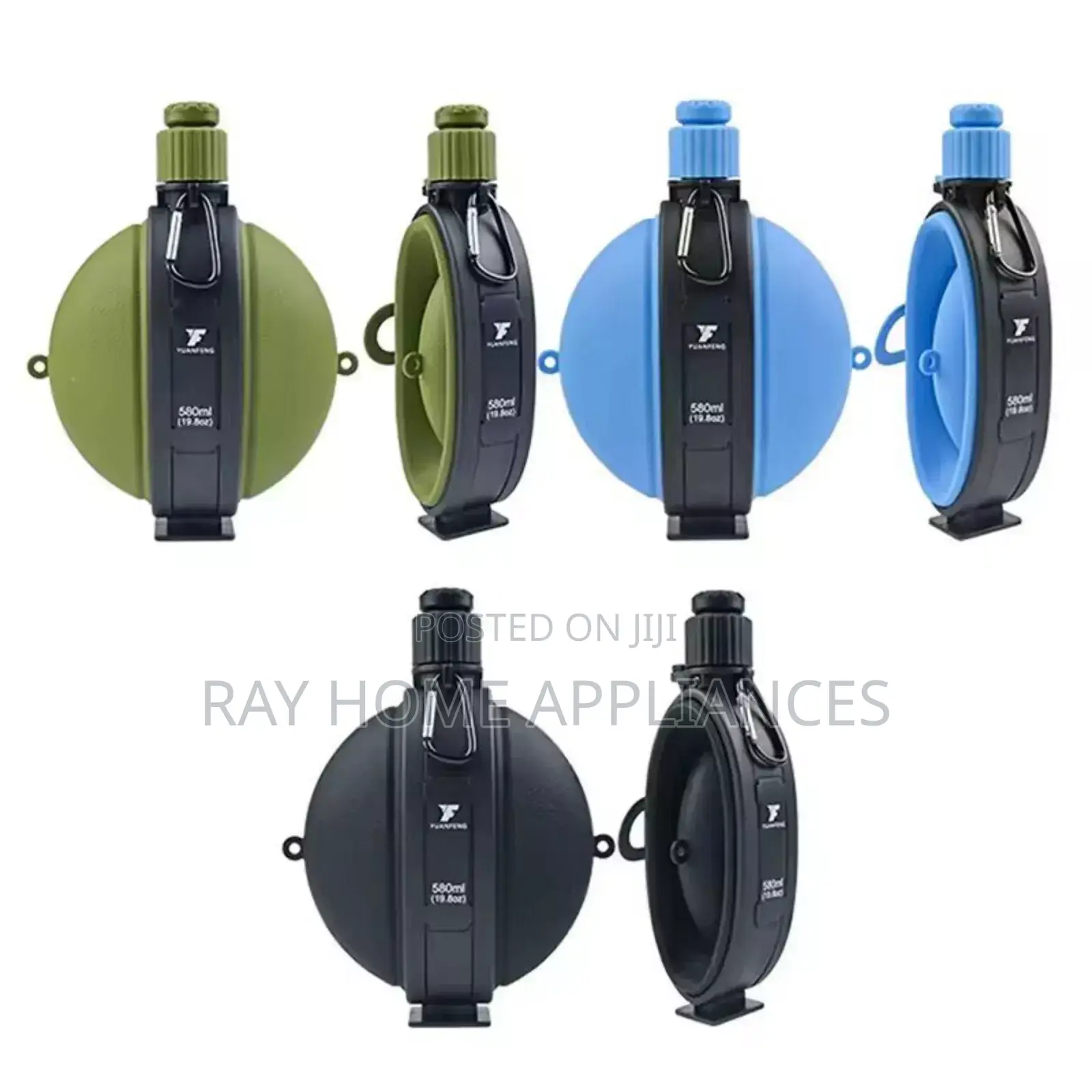 Foldable Silicone Water Bottle With Compass for Camping Hiking 580mls