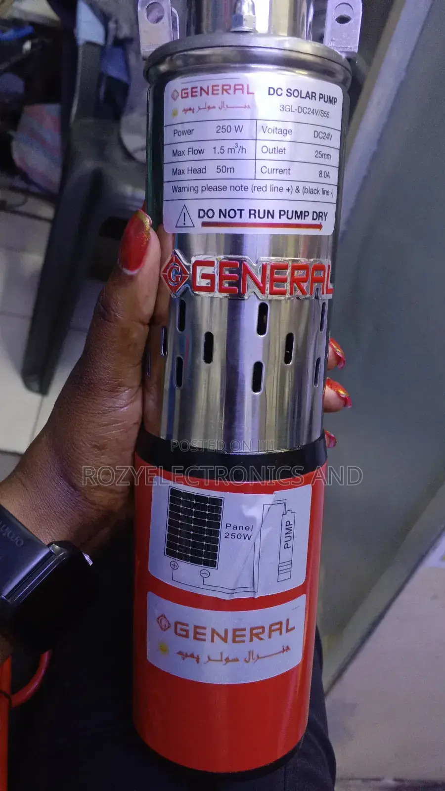 General Solar Water Pump 250 Watts 50 M Head