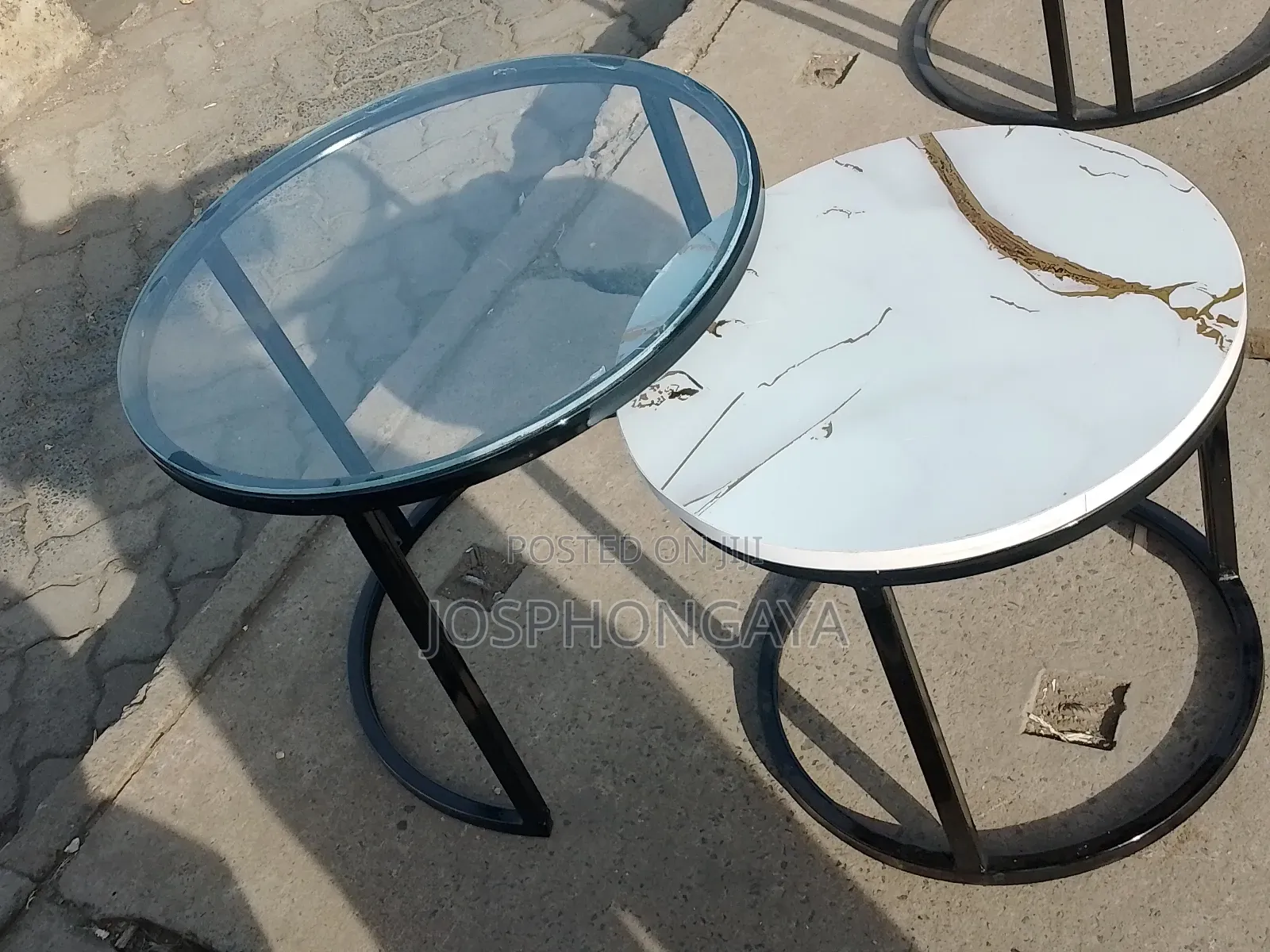 Clear Top and a Marble Top Double Nesting Table for Sale