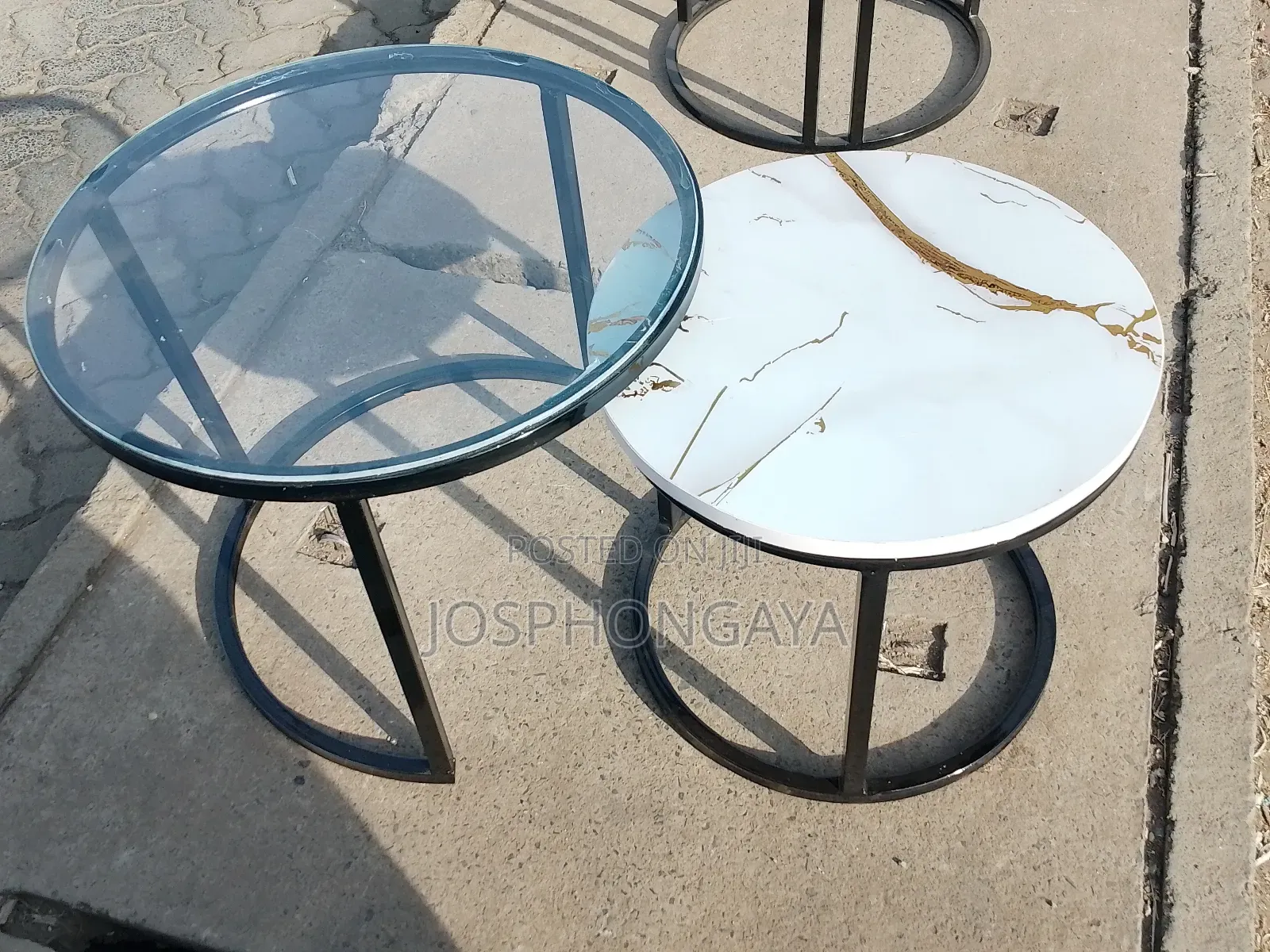 Clear Top and a Marble Top Double Nesting Table for Sale