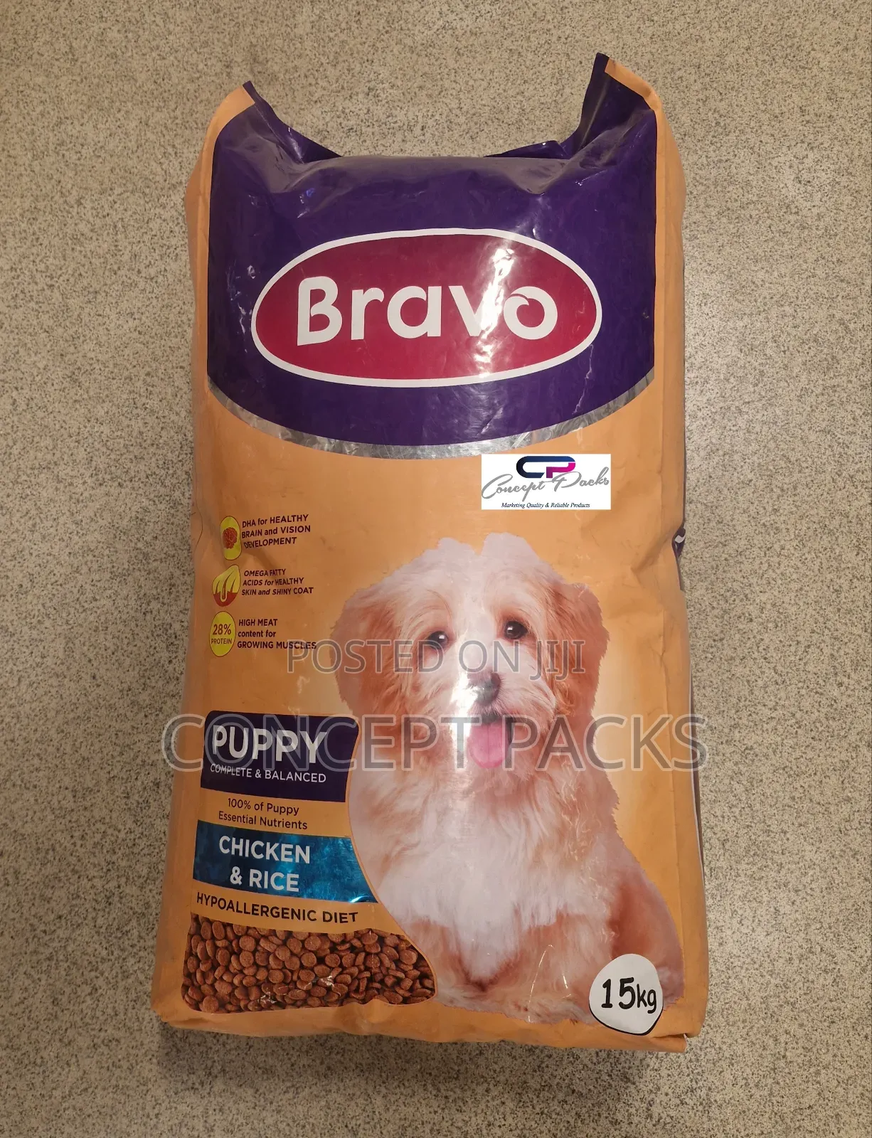 15kgs Chicken Rice Balanced Bravo Puppy Food.