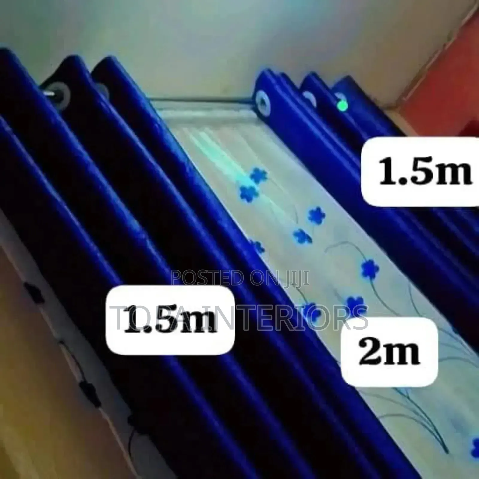 Blue 3m Curtain Set With Sheer for House Privacy