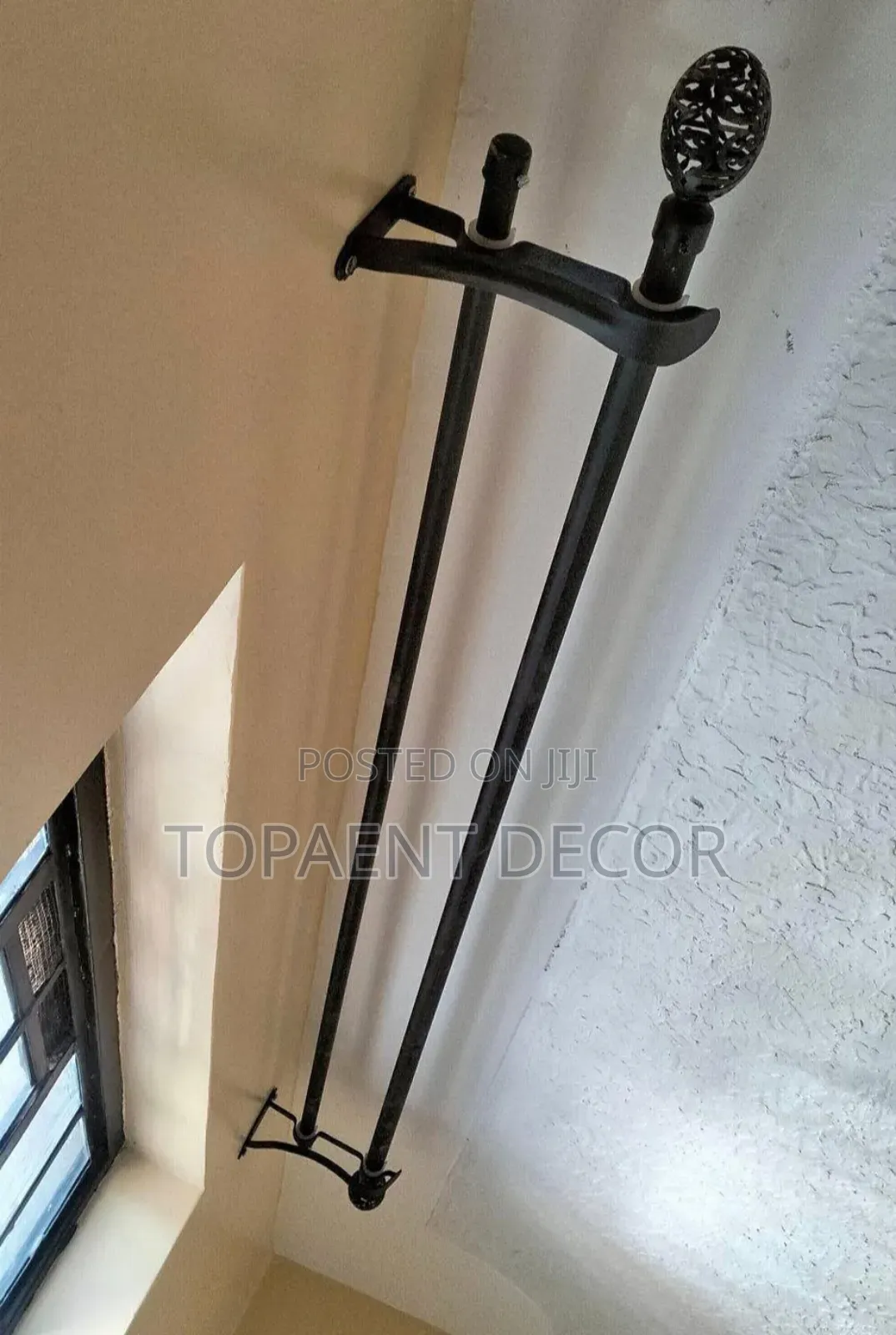 Black  Premium Rods With Lasting Elegance Powder Coated Curtain Rods