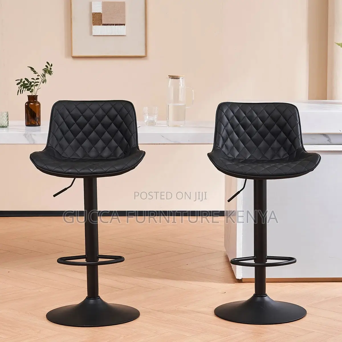 Leather Height Adjustable Counter Bar Stool