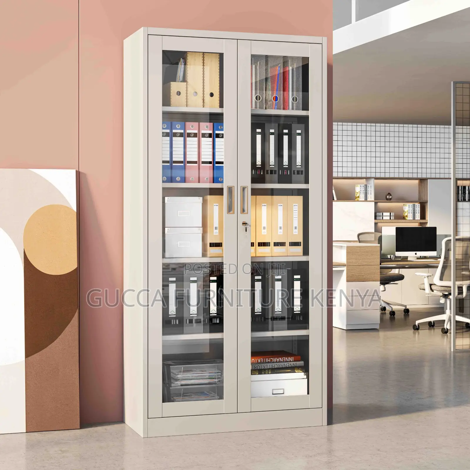 2-door Full Glass Office Filling Cabinet