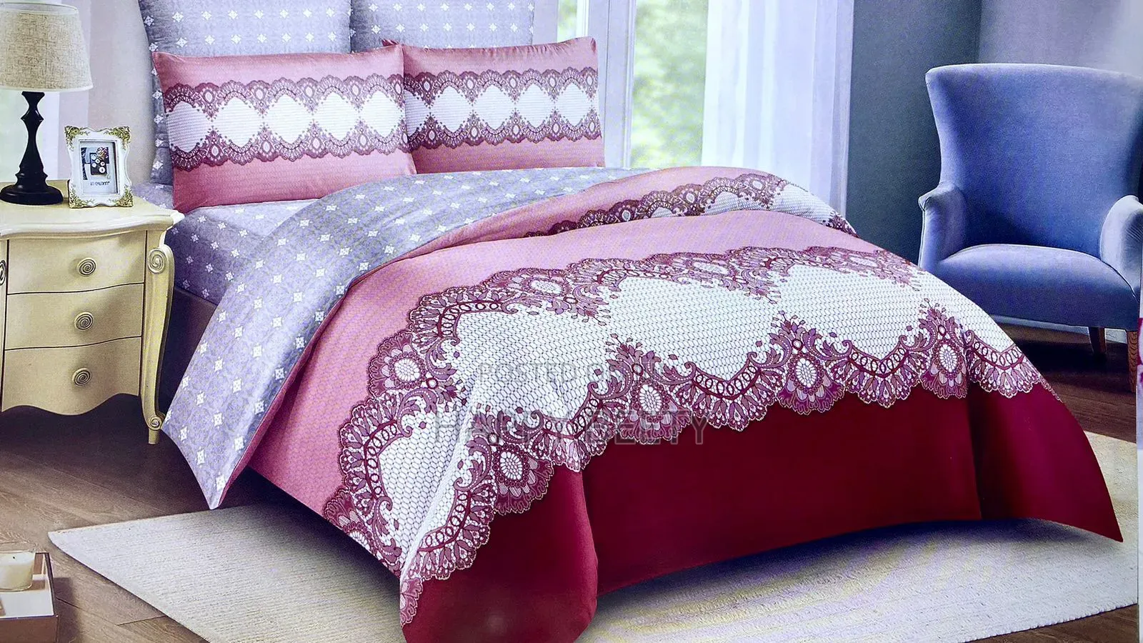 Cotton-Binded Duvet, One Bedsheet and Two Pillowcase Size 5*6