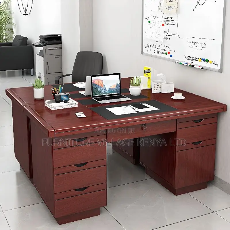 Executive Desks: 1.4 Meters Mahogany Office Table With Drawers