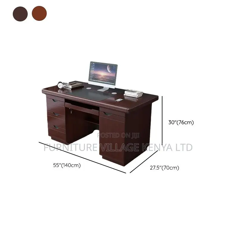 Executive Desks: 1.4 Meters Mahogany Office Table With Drawers