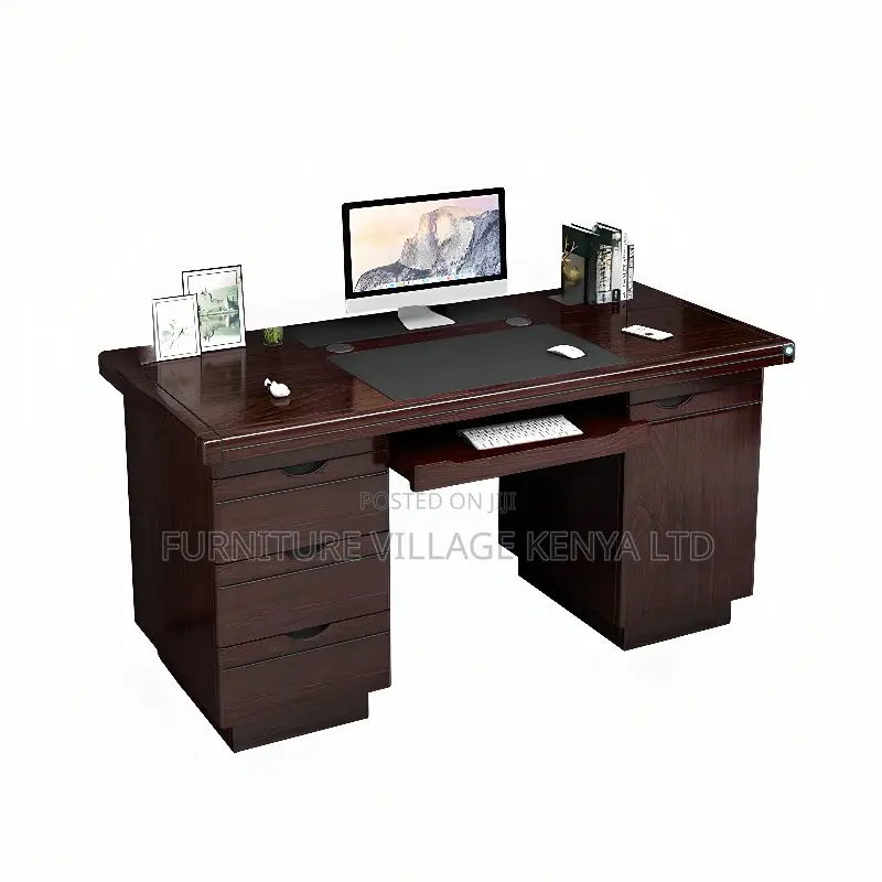 Executive Desks: 1.4 Meters Mahogany Office Table With Drawers