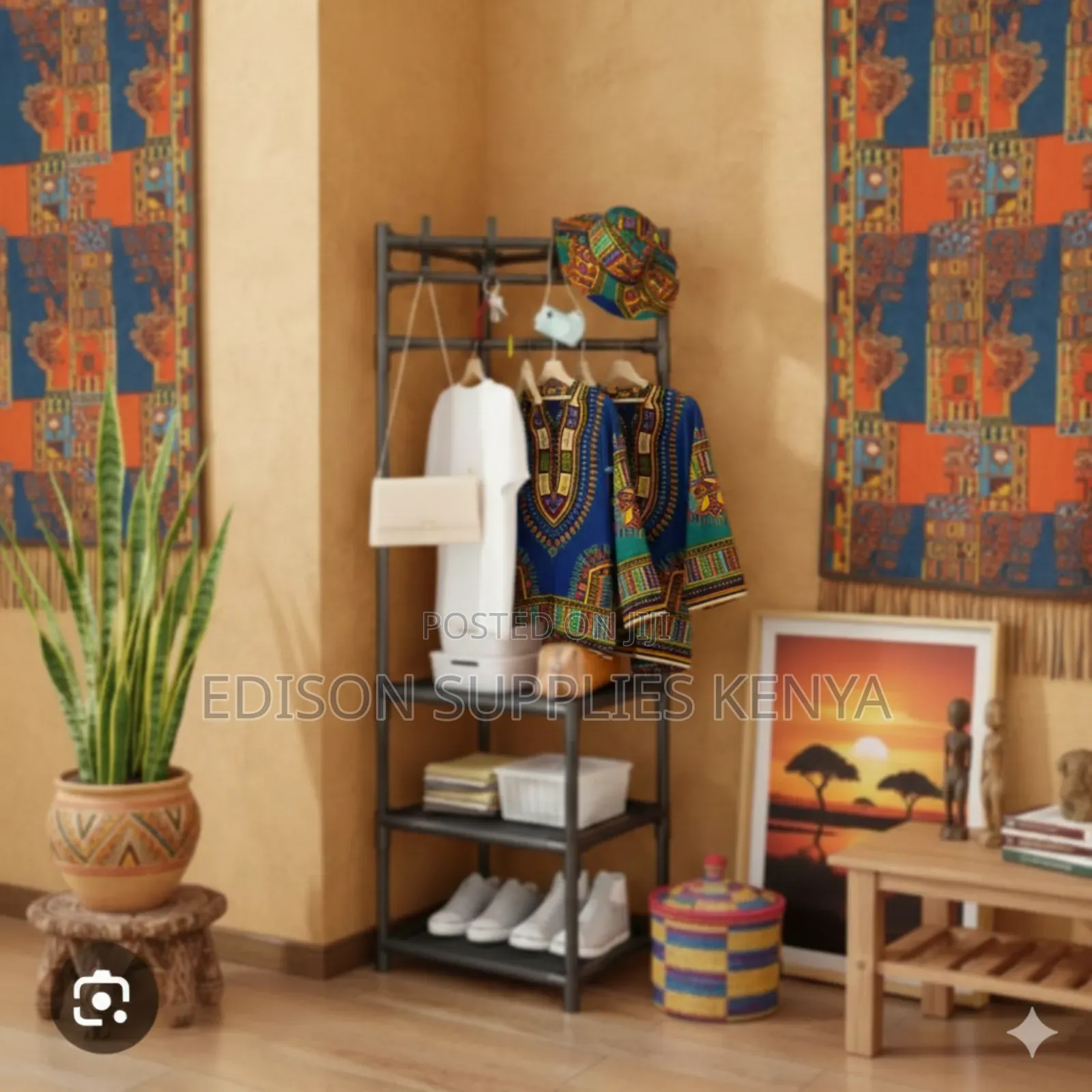 Corner Storage Shelf Coat Rack – 3-Tier Multi-Purpose Organizer