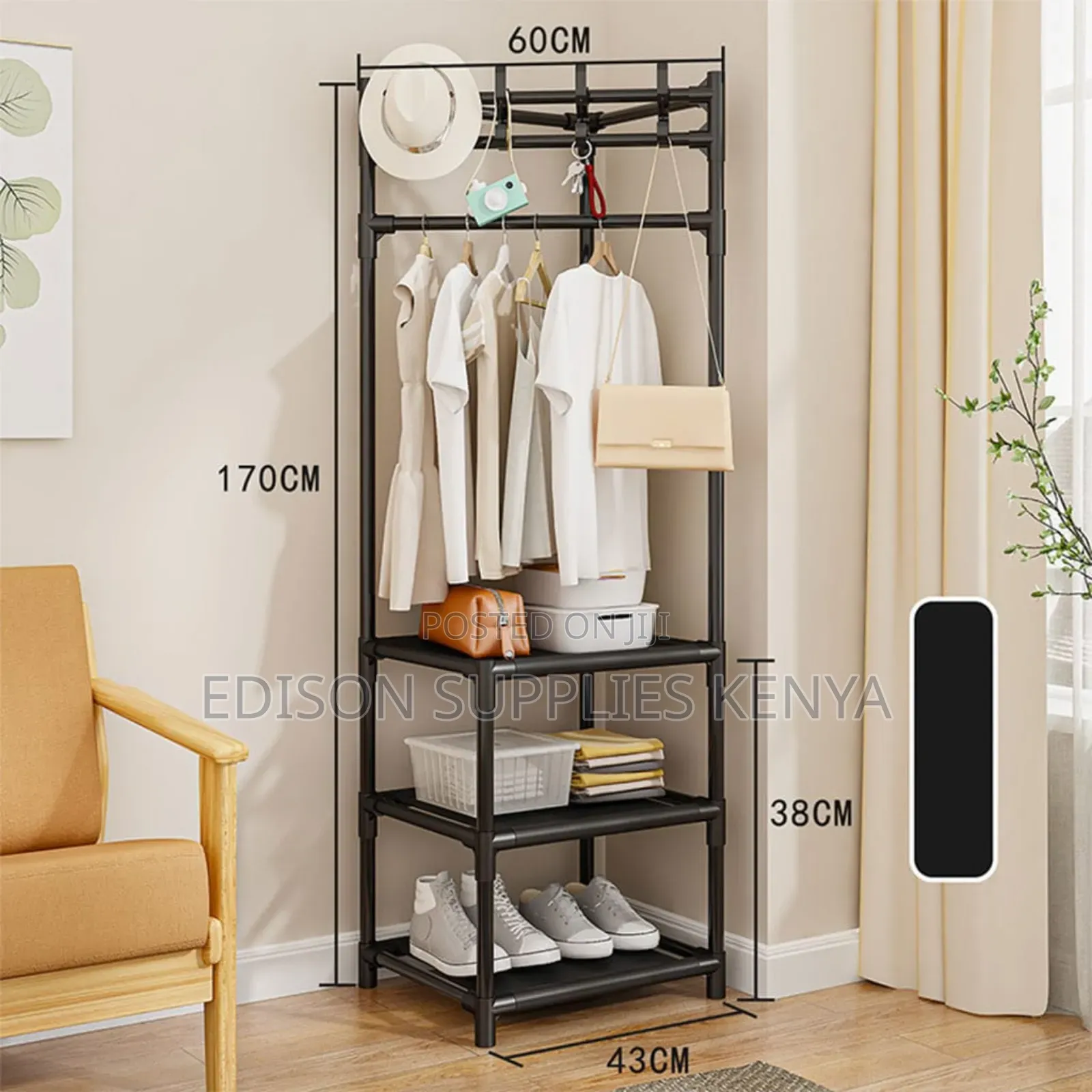 Corner Storage Shelf Coat Rack – 3-Tier Multi-Purpose Organizer
