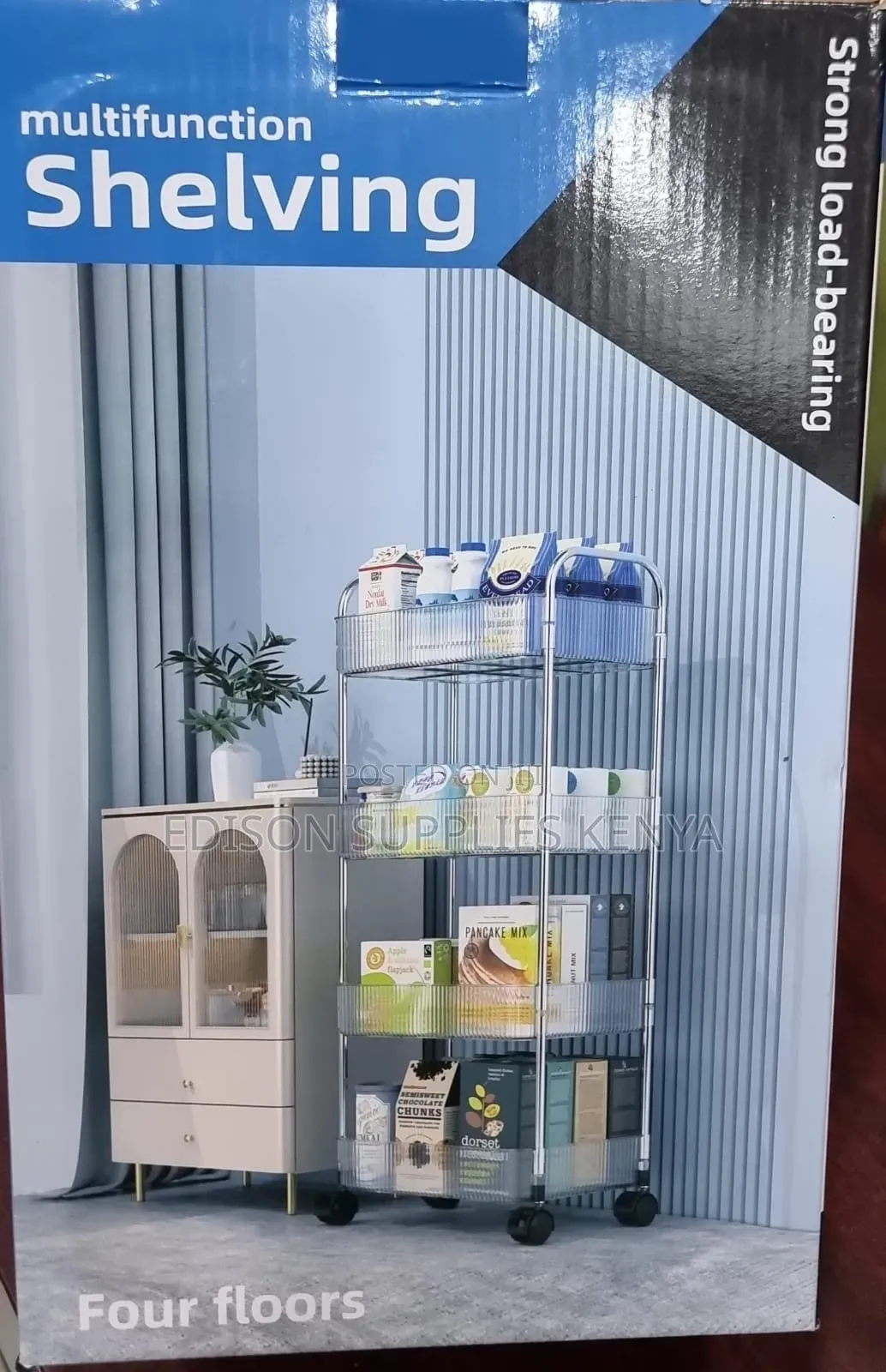 Bathroom Storage Trolley Shelf for Toiletries Towels With Wheels