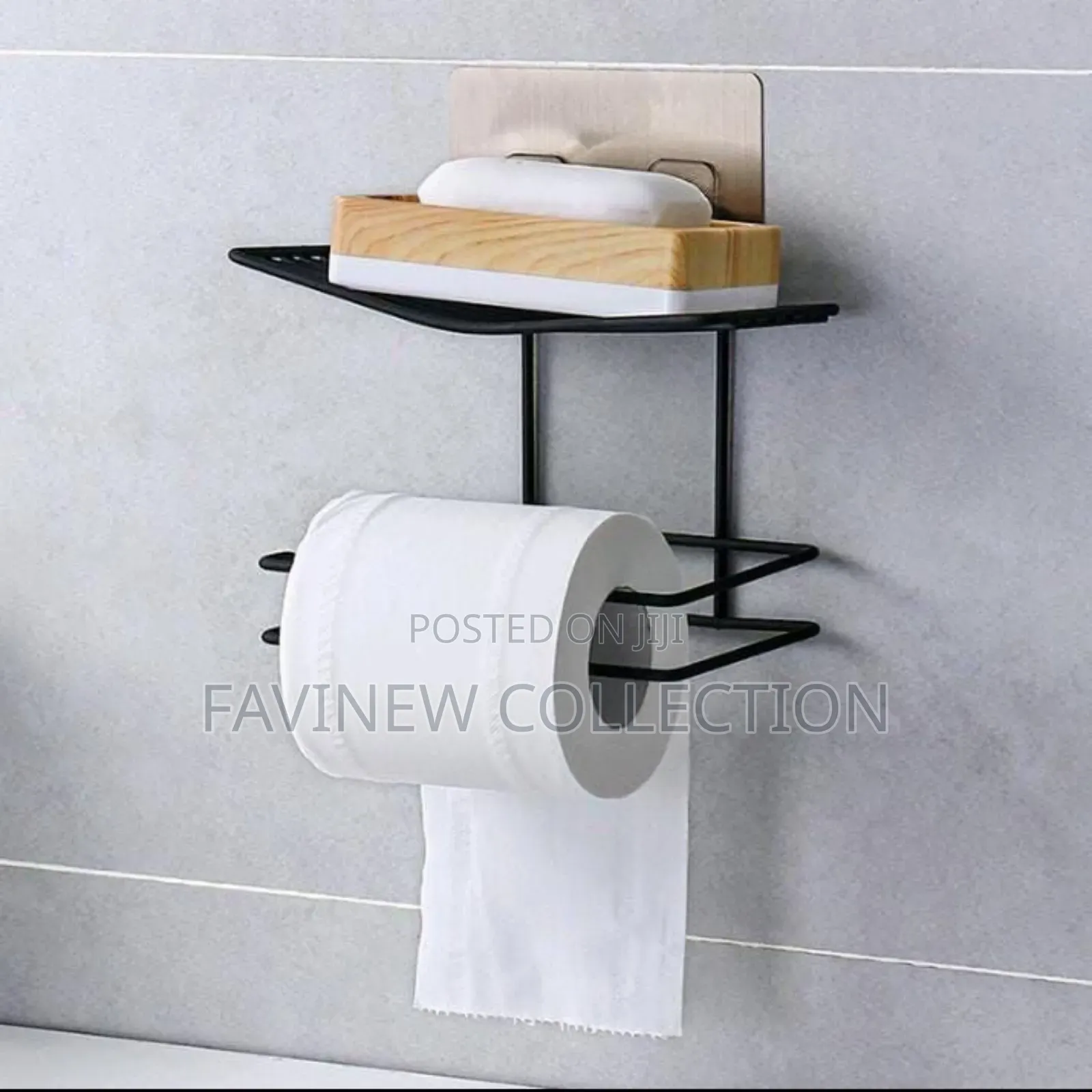 Wall Mounted Wrought Iron Tissue Holder With Adhesive Sticker