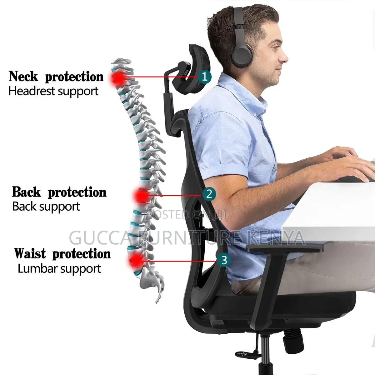 High Back Ergonomic Adjustable Desk Chair