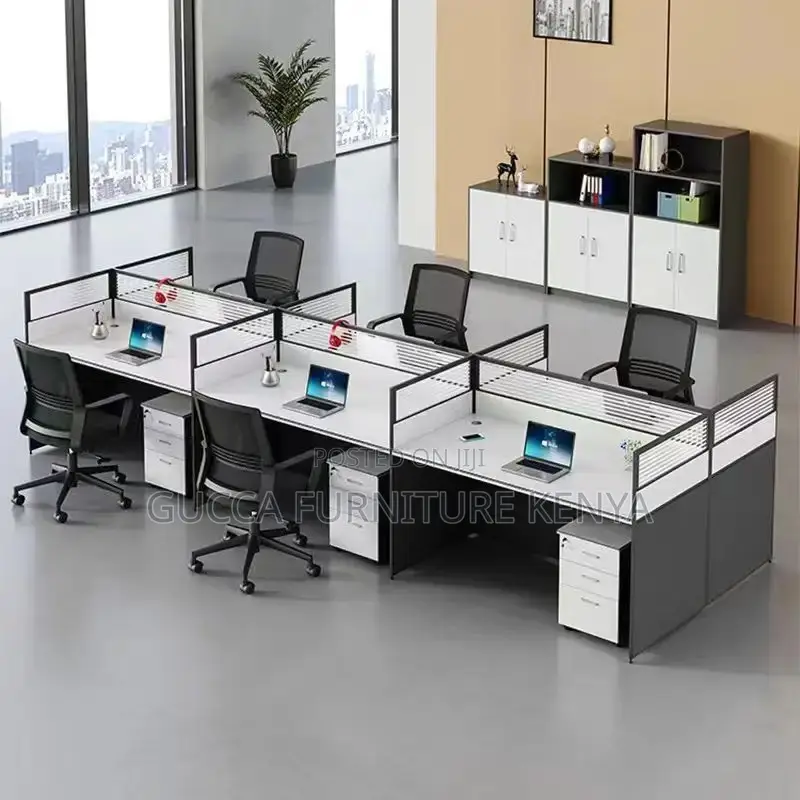 6-way Brown Modular Office Workstation