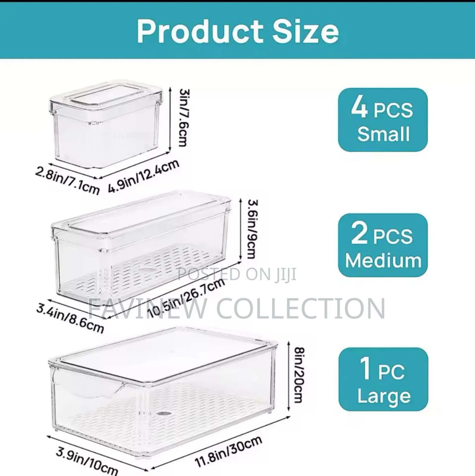 7pcs Bpa-Free Stackable Acrylic Fridge Organizer Bins With Lids