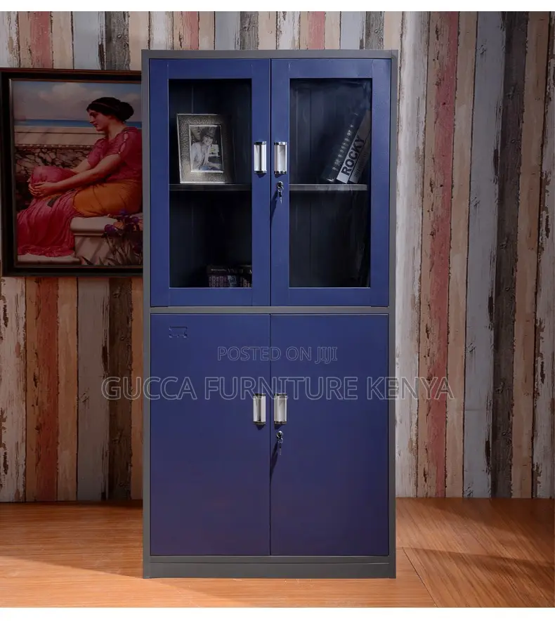 2-door Steel Office Filling Cabinet With Safe-blue