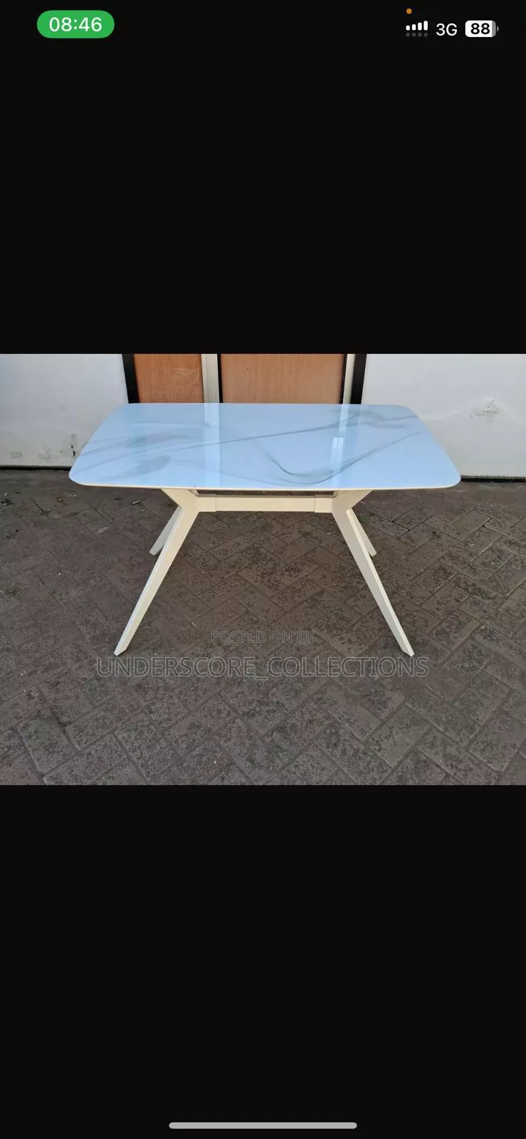 White Top Glass Dining Table