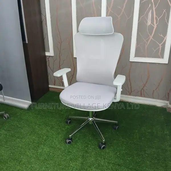 Office Chairs: High-back White Orthopedic Office Seat