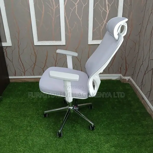 Office Chairs: High-back White Orthopedic Office Seat