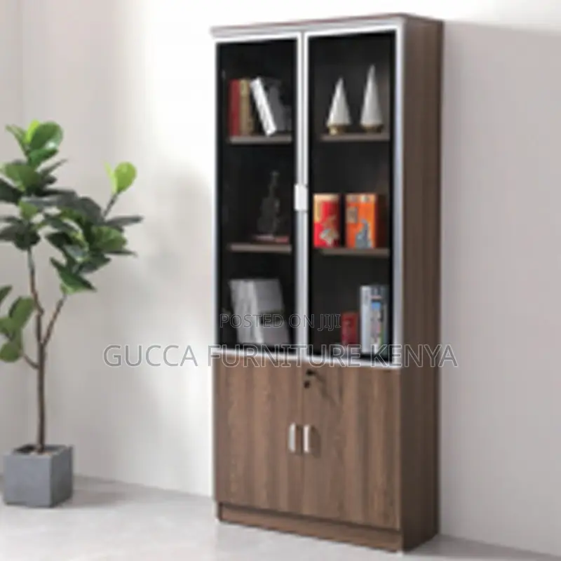 2-door Wooden Half Glass Filling Office Cabinet