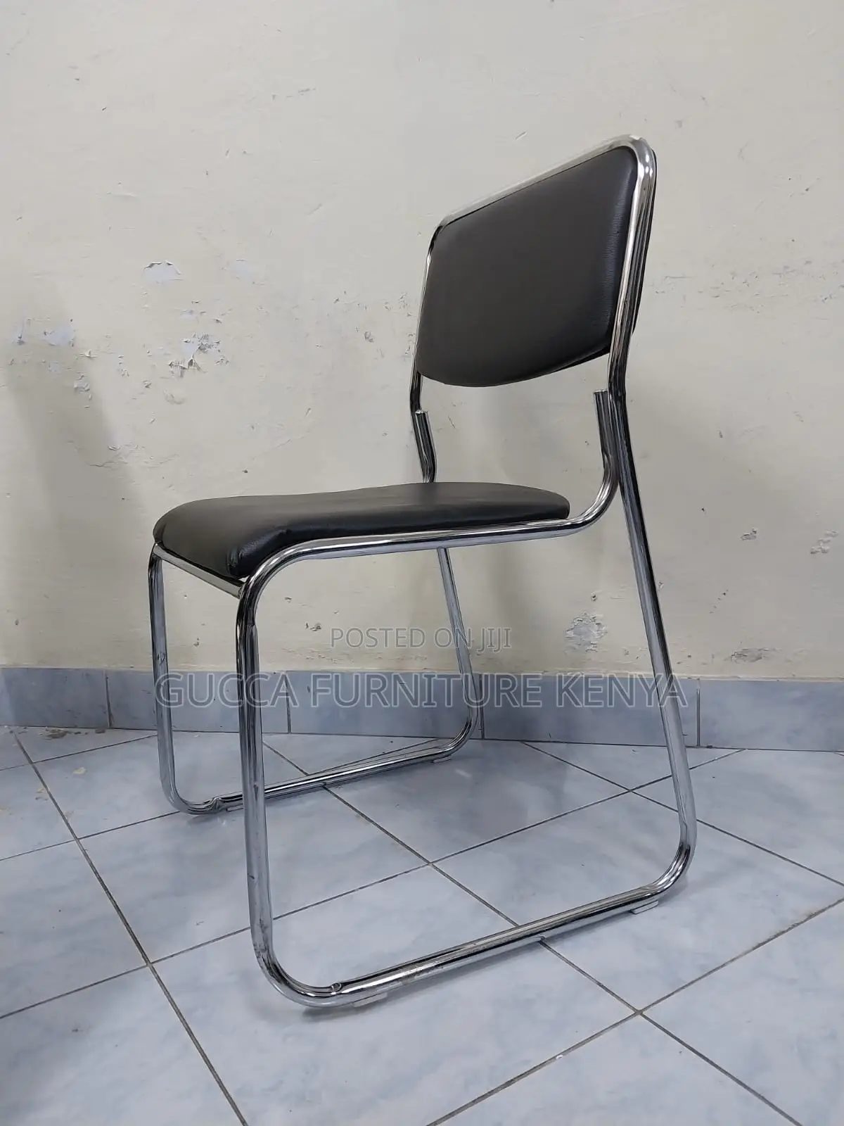 Mid Back Armless Office Chrome Guest Chair