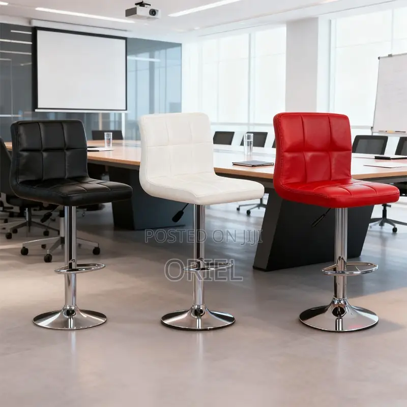 Home Barstool; Leather Upholstered Adjustable Barstool