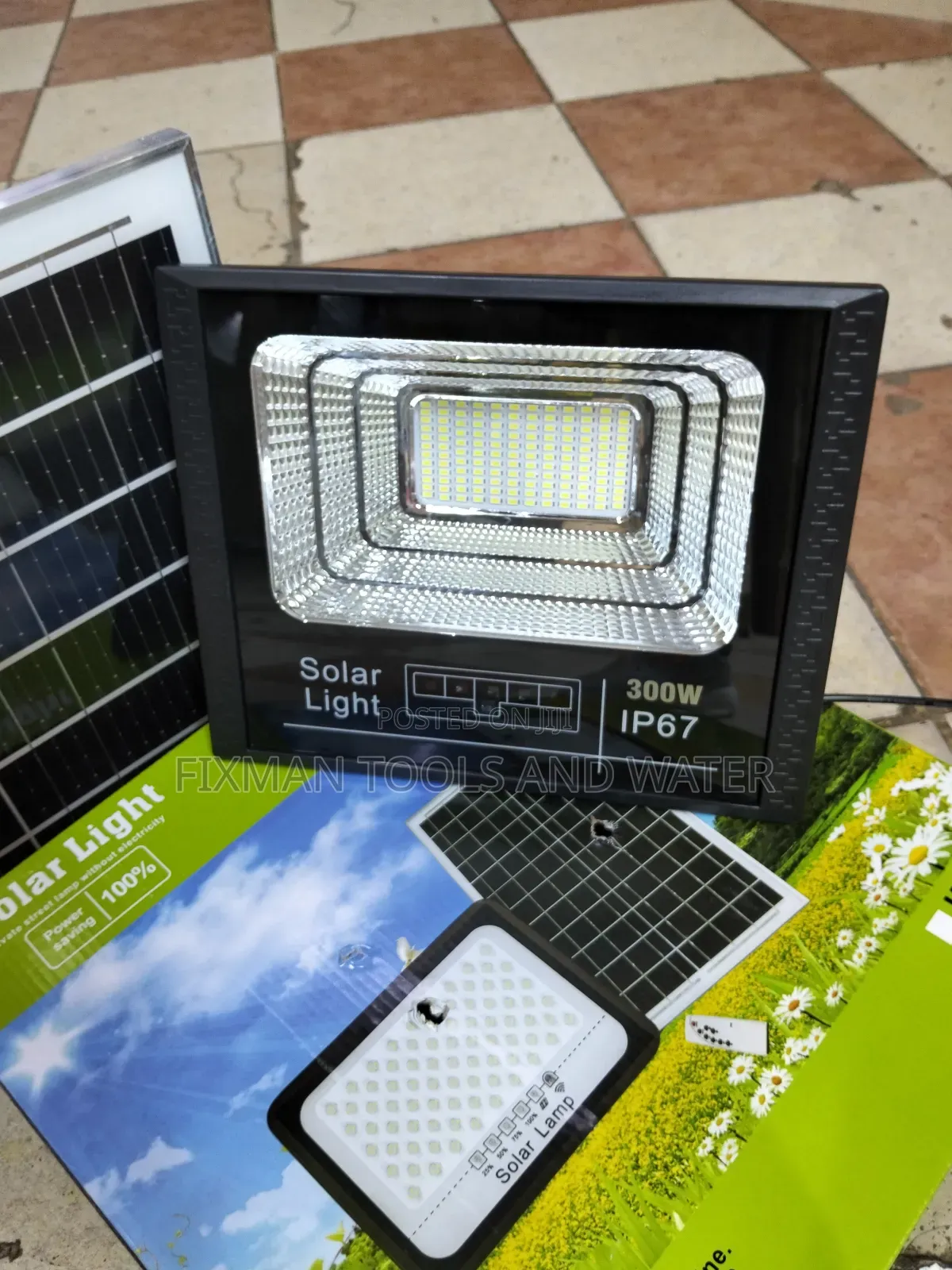 Top Security Ip 67 Solar Flood Light 300 Watts + Panel Set