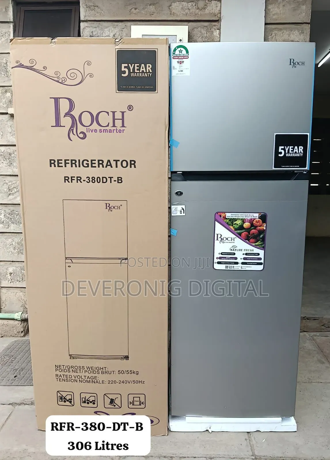 Roch RFR-380-Dt-B 2 Door Refrigerator (306 Litres