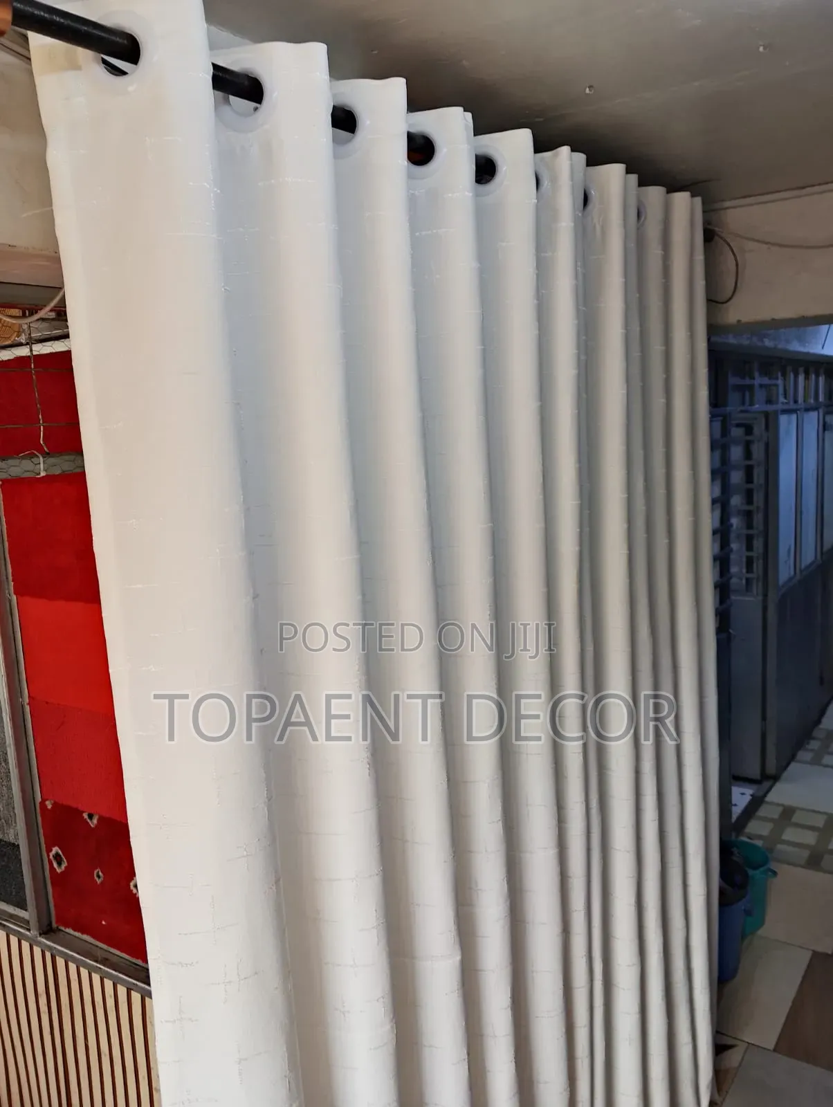 Plain White Patterned Heavy Quality Fabric Window Curtains