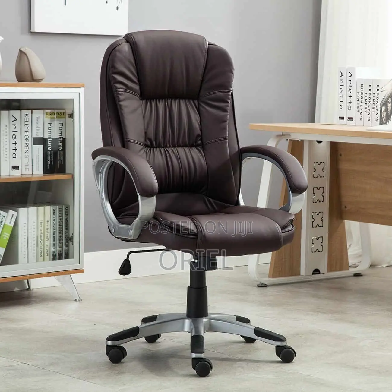 Office Chair : Brown Leather Modern Office Chair