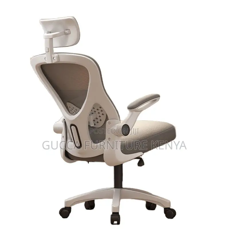 White Office Ergonomic Chair With Flip Armrest