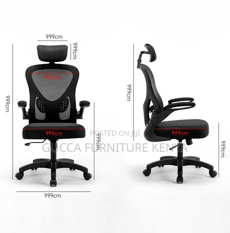 White Office Ergonomic Chair With Flip Armrest